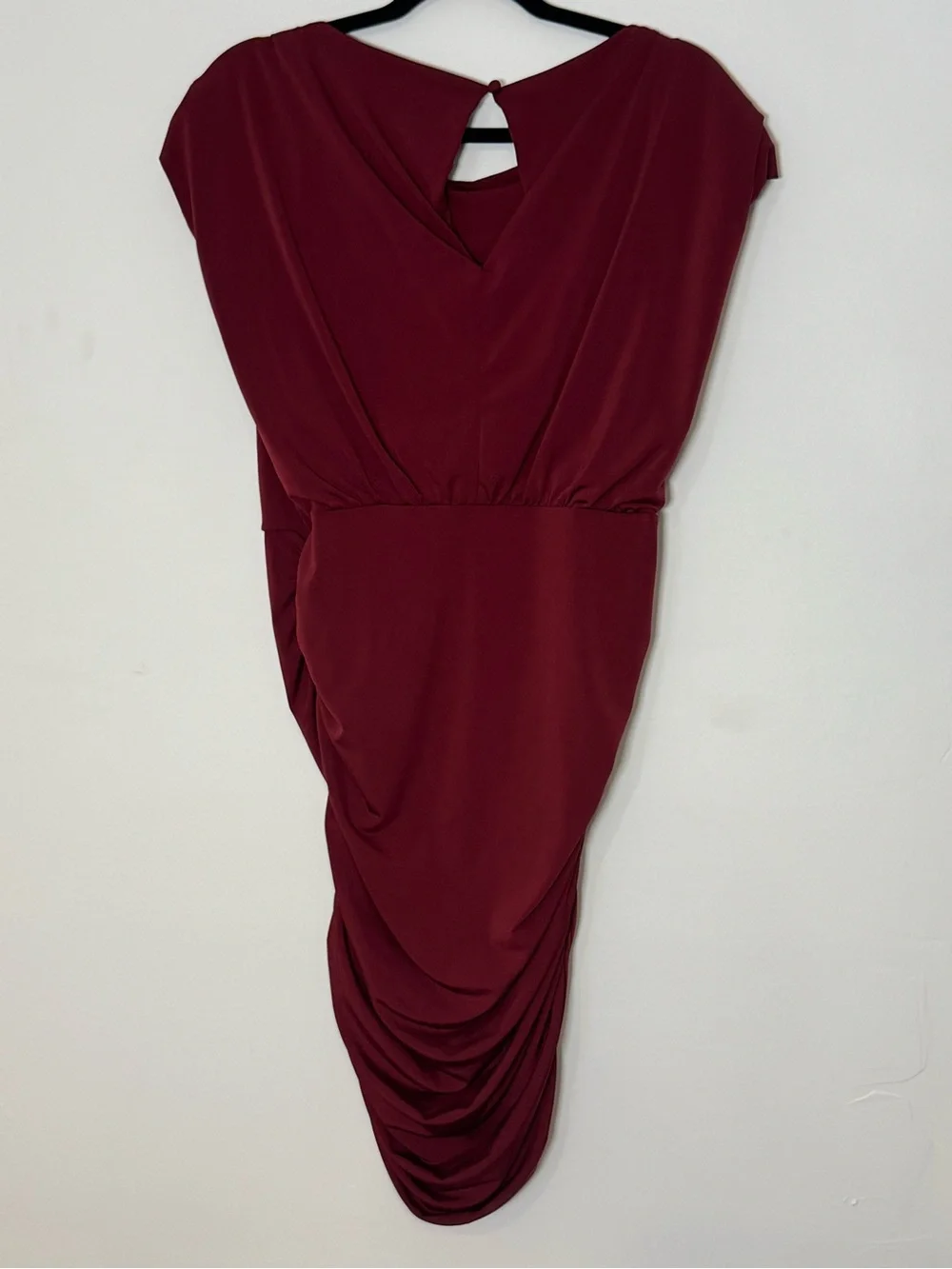 Torrid Burgundy Ruched Bodycon Dress Cocktail Studio Knit Size 00 NWT - Picture 3 of 7